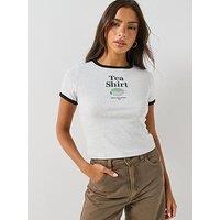 Levi'S Womens Hayes Tea Slim Fit Cropped Graphic T-Shirt - Heather Gray/Anthracite