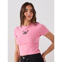 Levi'S Hayes Butterfly Cropped T-Shirt - Pink