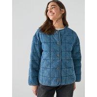 Levi'S Womens Quilted Collarless Snap-Button Puffer Jacket - Blue