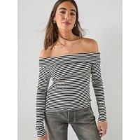 Levi'S Womens Rib Bardot Long Sleeve Blouse - Black