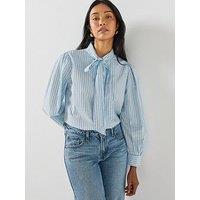 Levi'S Womens Tie Neck Striped Western Shirt - Blue