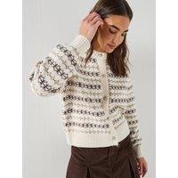 Levi'S Charlotte Crewneck Fairisle Knitted Cardigan - Egret