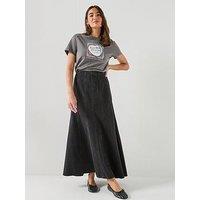 Levi'S Seamed Flare Denim Maxi Skirt - Black