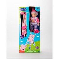 Peppa Pig Cuddle & Cruise Doll & Baby Evie'S Patterned Doll Stroller Set