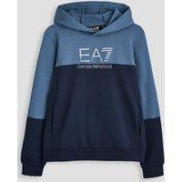 Ea7 Emporio Armani Boys Colour Block Logo Hooded Hoodie - Blue