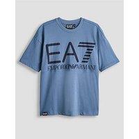 Ea7 Emporio Armani Boys Train Logo Series Oversize Logo Short Sleeve T-Shirt - Blue
