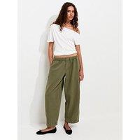 New Look Barrel Leg Adjustable Taper Trousers - Green