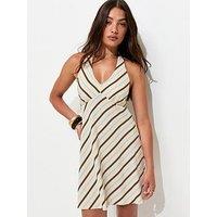 New Look Striped Halter Neck Mini Dress - White