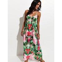 New Look Floral Strappy Beach Maxi Dress - Green