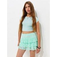 New Look 915 Girls Turquoise Lace Tiered Rara Skort - Light Blue