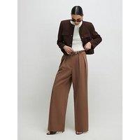 River Island Belted Wide Leg Trousers - Beige