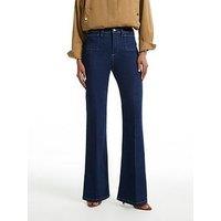 River Island High Waisted Relaxed Flare Jeans - Blue