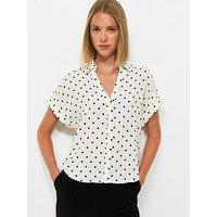 New Look Polka Dot Short Sleeve Shirt - White