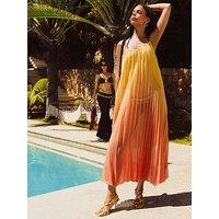 New Look Ombre Pleated Beach Maxi Dress - Yellow
