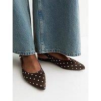New Look Satin Polka Dot Sling Back Pumps - Brown