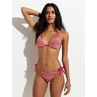 New Look Crochet Side Tie Co-Ord Bikini Bottoms - Bright Pink