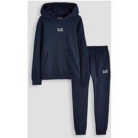 Ea7 Emporio Armani Boys Train Core Id Hooded Tracksuit Set - Navy