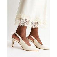 New Look Off Faux Leather Slingback Stiletto Court Shoes - White