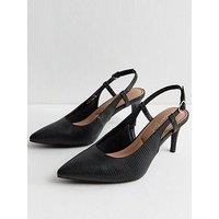 New Look Womens Wide Pointed Toe Buckle Slingback Court Shoes - Black