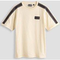 Ea7 Emporio Armani Boys Train Logo Series Tape Short Sleeve T-Shirt - Cream