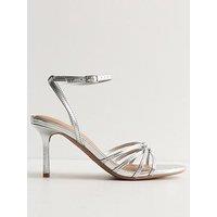 New Look Faux Leather Knot Strappy Stiletto Sandals - Silver