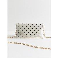 New Look Polka Dot Envelope Clutch Bag - Black