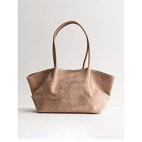 New Look Faux Suede Tote Bag - Light Brown