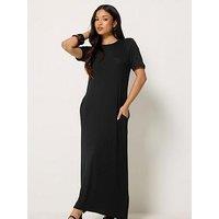 Pixiegirl Petite Short Sleeve T-Shirt Maxi Dress - Black