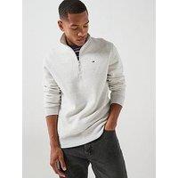 Tommy Jeans Regular Fleece 1/4 Zip Sweatshirt - Grey