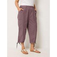 Yours Curve Woven Cargo Crop Trouser - Pink