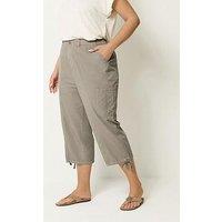 Yours Curve Woven Cargo Crop Trouser - Brown