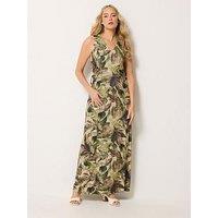 Long Tall Sally Tropical Print Tie Detail Maxi Dress - Green