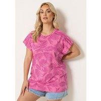 Yours Curve Printed Ric Rac Insert T-Shirt - Pink