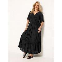 Yours Curve Shirred Neck Maxi Dress - Black