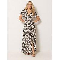 Long Tall Sally Floral Wrap Maxi Dress - Brown