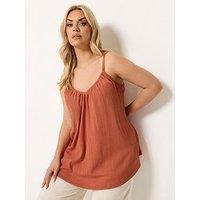 Yours Curve Gathered Swing Cami Top - Orange