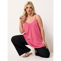 Yours Curve Gathered Swing Cami Top - Pink