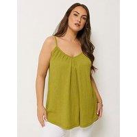 Yours Curve Gathered Swing Cami Top - Green