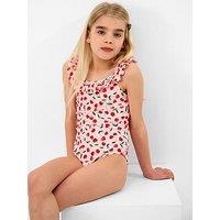 Accessorize Girls Cherry Frill Swimsuit - Pink