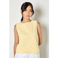 Apricot Sunflower Embroidered Shell Top - Yellow