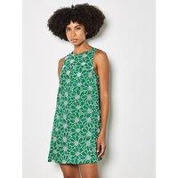 Apricot Sunflower Embroidered Dress - Green
