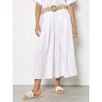 Apricot Linen Mix Wide Leg Pleated Trouser - White