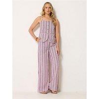 Long Tall Sally Stripe Trouser & Top Set 36" - Red