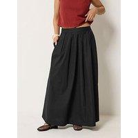 Pixiegirl Petite Poplin Full Maxi Skirt - Black