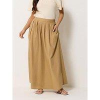 Pixiegirl Petite Poplin Full Maxi Skirt - Brown
