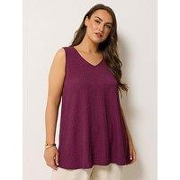 Yours Curve Textured V-Neck Swing Vest - Purple