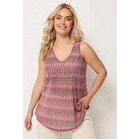 Yours Curve Zig Zag Printed Vest - Pink