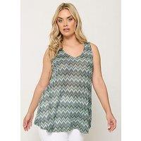 Yours Curve Zig Zag Printed Vest - Blue