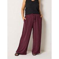 Yours Curve Washed Twill Wide Leg Trousers 28" - Purple