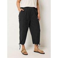 Yours Curve Woven Cargo Crop Trouser - Black